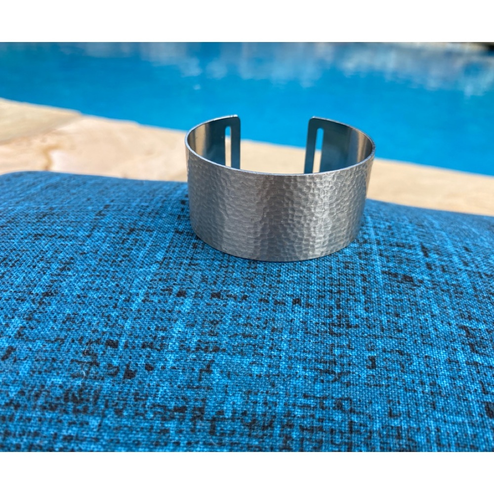 Target Cuff bracelet. Silver color hammered metal